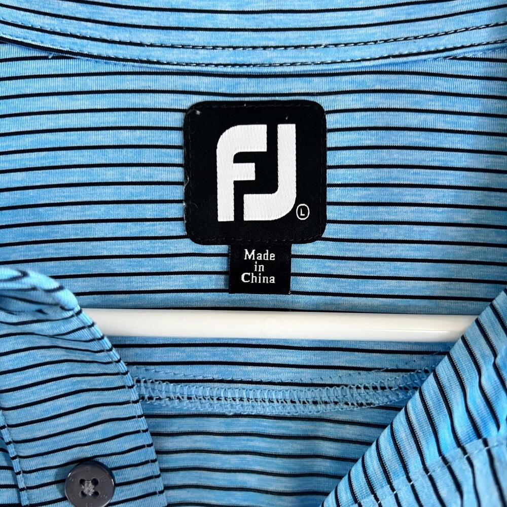 FJ FootJoy Polo Shirt Mens Size Large Blue/Navy Striped Golf Casual Short Sleeve - Picture 3 of 7